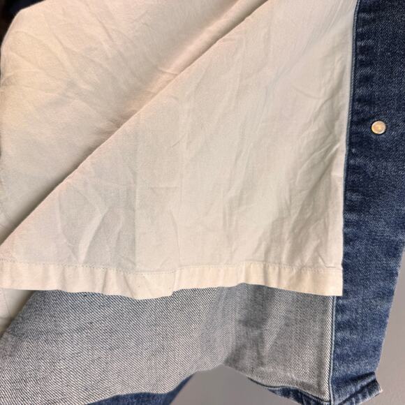 MoveUp Living Elsewhere Blue Long Duster Jacket Denim Embroidered Button Up XS - Picture 6 of 7